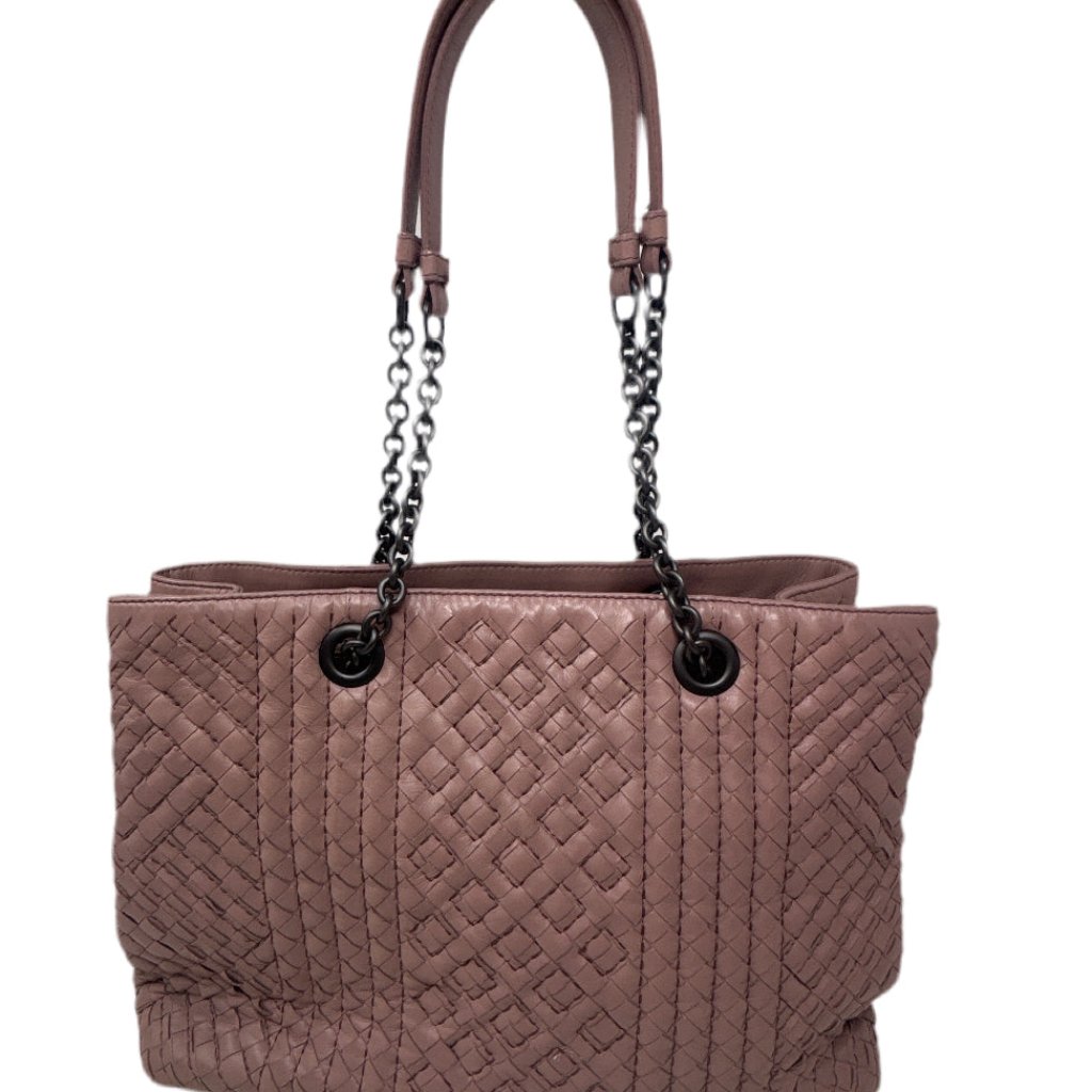 Bottega Veneta Sand Pink Woven Leather Shoulder Bag